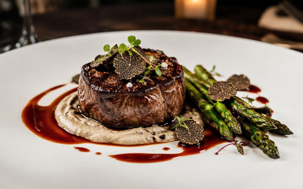 A luxury plated steak dish